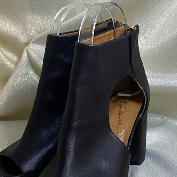 💖Report Signature Bryanna Black Leather Open Toe Ankle Boots, Size 6 / S21 - Picture 2 of 6